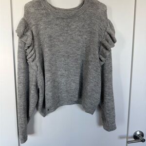 H&M | Grey Ruffle Shoulder Sweater Size XL